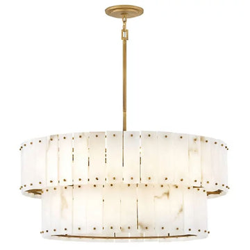 Alabaster Rancho  2-Tier Round Chandelier (34.25"D )