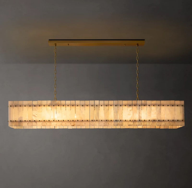 San Marco Alabaster Linear Chandelier 54" 72" - thebelacan