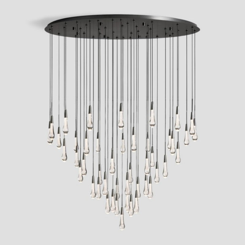 Soltaire Rain Glass Round Chandelier