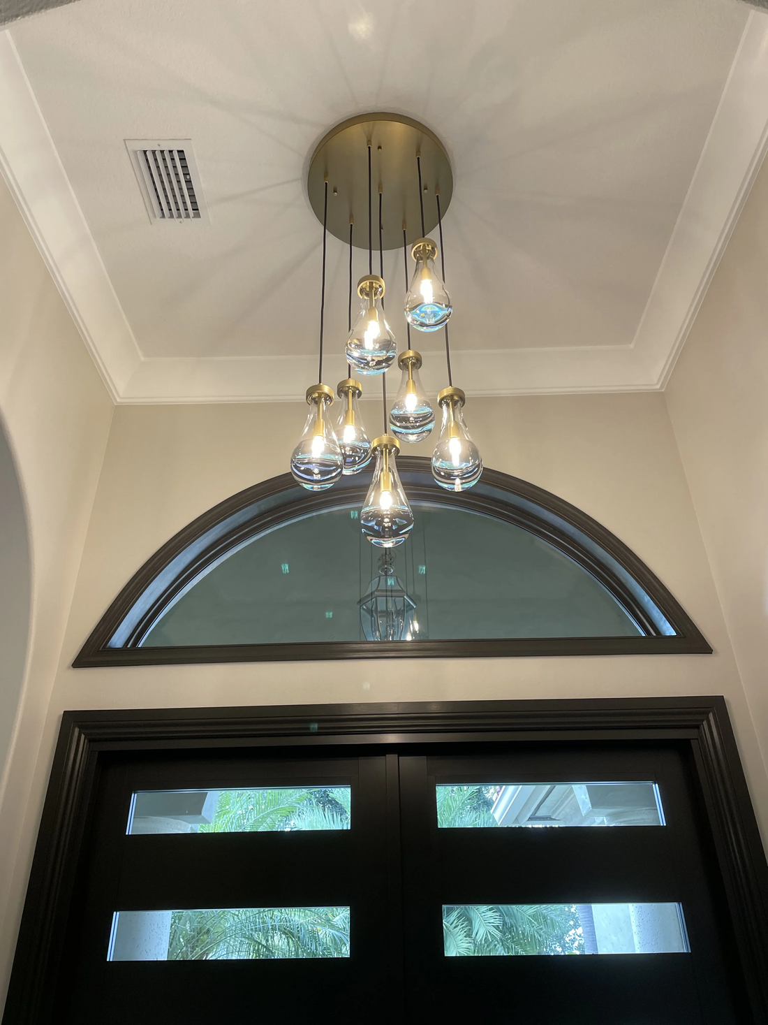 Modern Raindrop Round Solid Brass Chandelier – 18" 7-Light